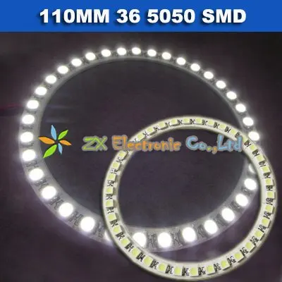 

Free shipping + Wholesale + 5 pair /lot + 12V Car Headlight White color angel eyes halo rings light 110mm 36 5050 SMD led lamp