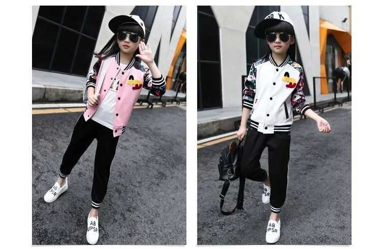 flowers printed autumn tracksuit suits kids autumn pants sports girls clothes set girls outfits baseball jackets tops pants active clothes suits for girls 6 7 8 9 10 11 12 13 14 15 16 years old little teenage big girls girls boutique cloth (11)