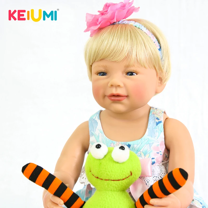 

22 inch Full Silicone Vinyl Body Reborn Baby Dolls 55 cm with Gold Hair Baby Girl Birthday Gift Realistic Newborn Doll Reborn