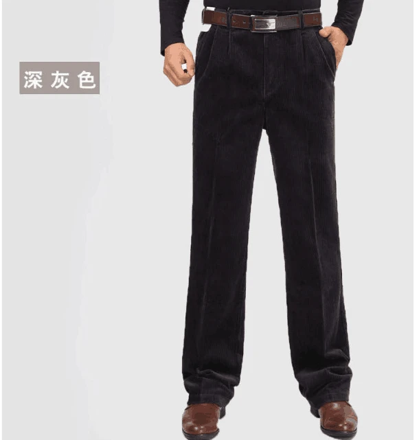 best business casual pants new arrival gahsion obese male winter high waist double corduroy Men's trousers plus size 30 31 32 33 34 35 36 38 40 42 44 46 black khaki pants