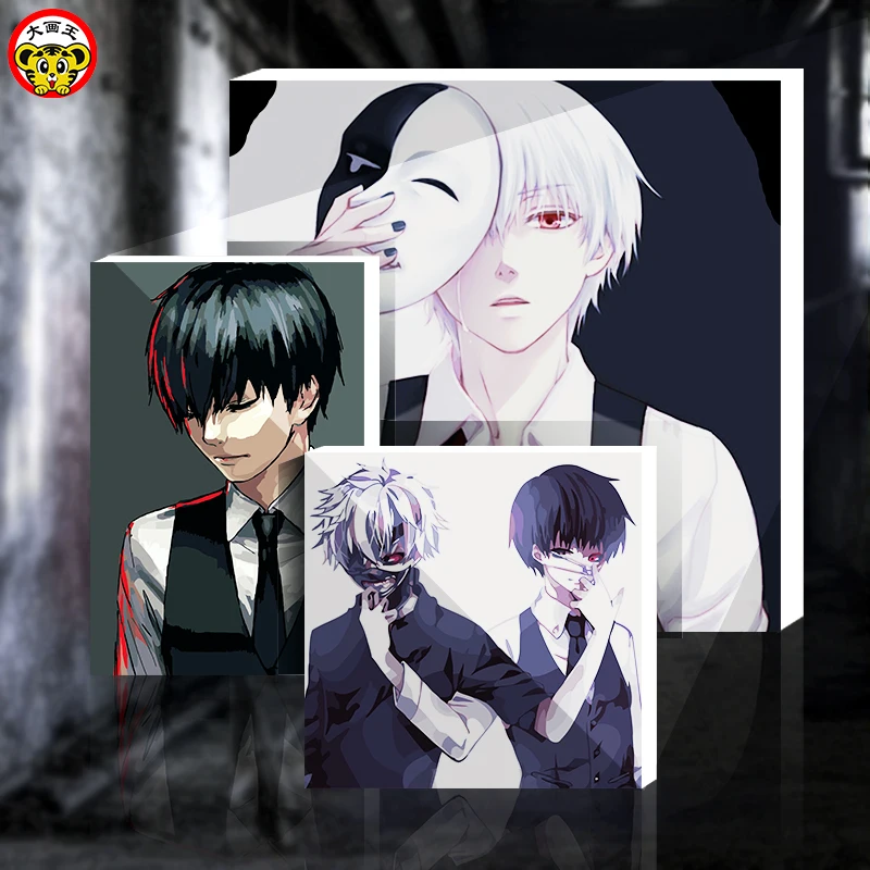 buy Japanese Cartoon Digital Painting Fill Area Number Manual Tokyo Ghoul Anime Jin Muyan Diputed Fork Rong Yue Shan Xi Fo Fu Dong