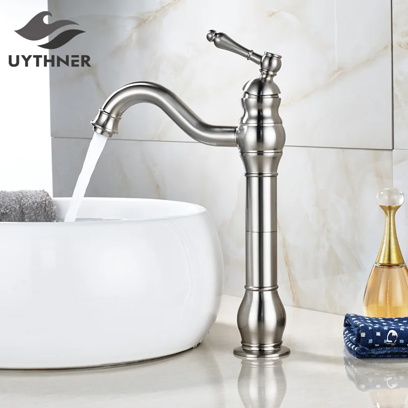 

Free Shipping Nickel Brushed Bathroom Sink Faucet Single Handle Swivel Spout Basin Mixer Tap Deck Mounted