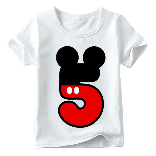 Baby Boys/Girls Happy Birthday Letter Bow Cute Print Clothes Children Funny T shirt,Kids Number 1-9 Birthday Present,ooo2416 White W