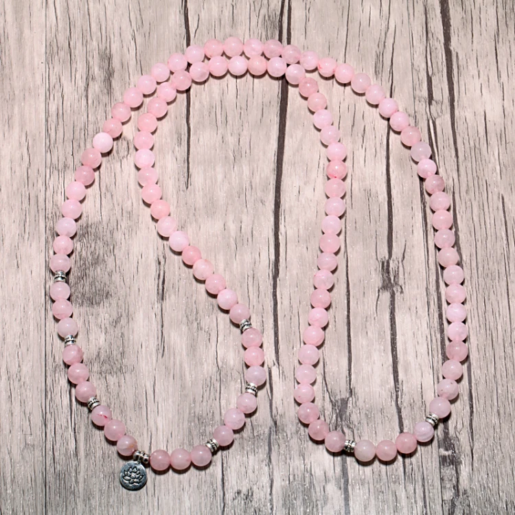 Mcllroy женское ожерелье/Йога/женские бусинки модные розовые кристаллы 8 мм натуральный камень ожерелье s Женщины медитация Йога ювелирные изделия
