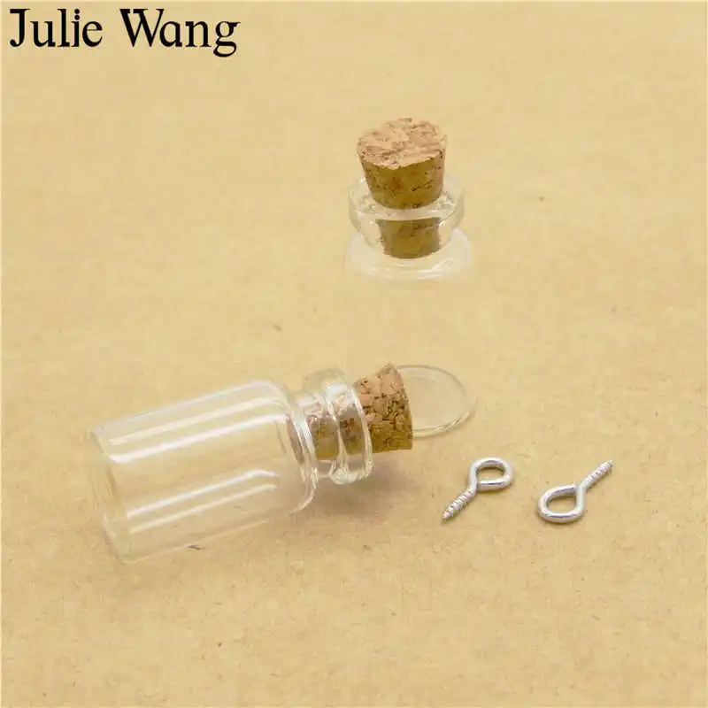 Миниатюрные прозрачные стеклянные бутылки Julie Wang 10 шт. 1 мл амулеты с крючком