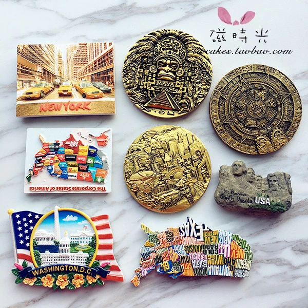 

American Flag Map South America Maya Refrigerator Magnet 3D Fridge Magnet Sticker Travel Souvenir Kitchen Home Gifts Decoration