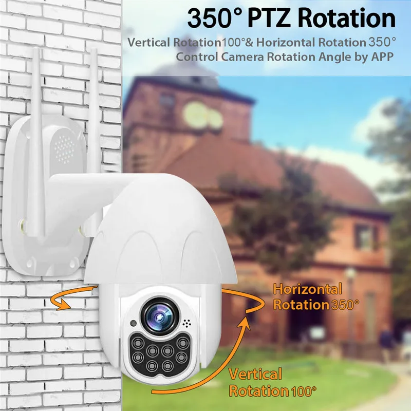 

Outdoor PTZ HD Security IP Camera Wireless Surveillance 100ft Night Vision Cameras Support 2.4G WIFI Professional Video Camera