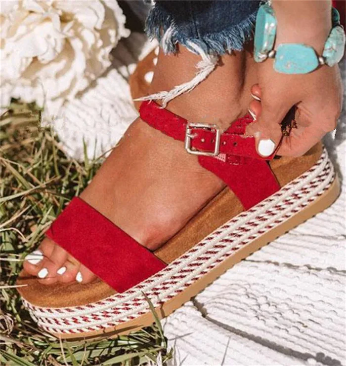 

2019 Woman Sandals Round Head Thick Bottom Casual Sandals Summer Open Toe Weaving Platform Ladies Wedge Women Shoes E620