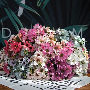 

Simulation 21 head Fake Flower Silk Artificial Chrysanthemum Flowers Floral DIY Bouquet Home Wedding Flores Office Party Decor