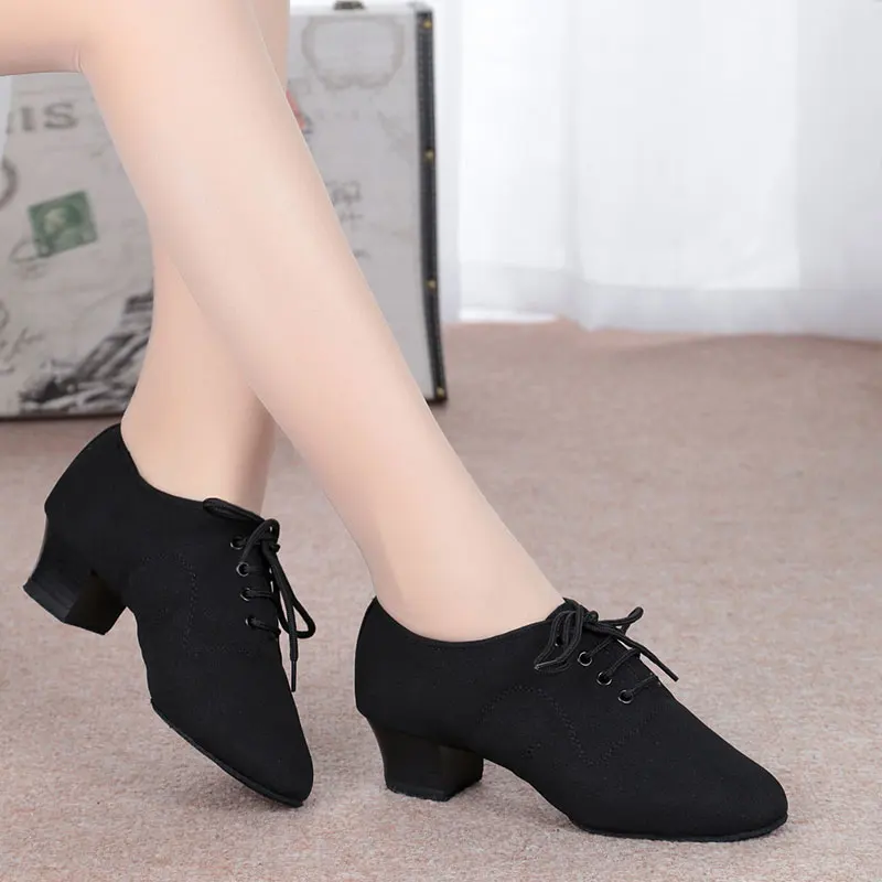 NEW Women's Canvas Modern Stage Ballroom Lace Up Practice Dance Shoes ...