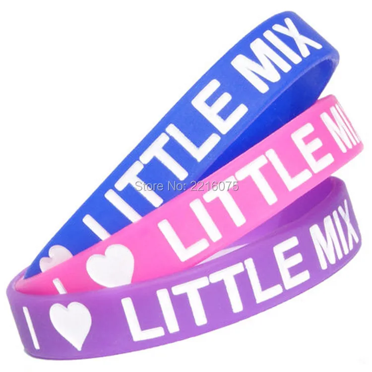 

300pcs Blue pink purple little mix wristband silicone bracelets free shipping by DHL express