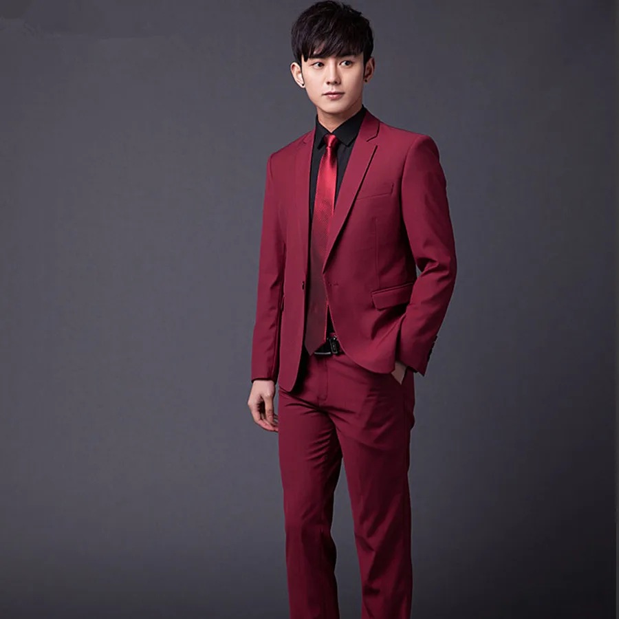 (Jakcet+Pant+Tie) Men Formal Business Suit Sets Brand Design One Button Slim Fit Dress Wedding Party Fashion Casual Suits