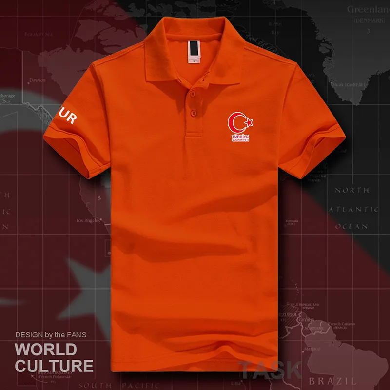 Турция TUR турецкий Turk TR рубашки поло мужские с коротким рукавом белые бренды с принтом для страны хлопок Национальный флаг команда Мода 20 - Цвет: polo-orange