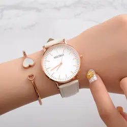 2019 Высокое качество для женщин часы Мода кварцевые Кожаный ремешок простые женские часы женский часы женские Relogio Feminino подарок
