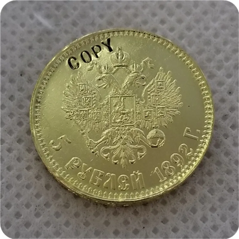 1886-1894 RUSSIA Alexander III 5 ROUBLES GOLD Copy Coin commemorative coins-replica coins medal coins collectibles - Цвет: 1892