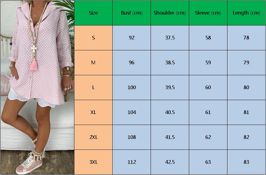 Plus Size S-3XL Women Dot V-neck Long Sleeve Blouses Ladies Shirts Summer Casual Tops Loose Long Blouse Streetwear Woman Clothes