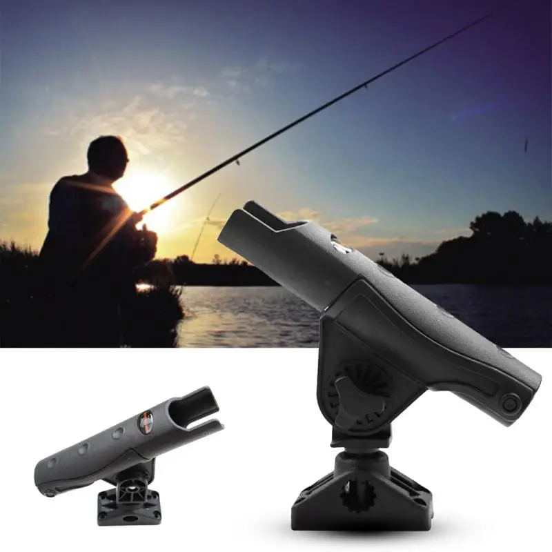 Rotatable Fishing Rod Holder Durable Adjustable Black Bracket Outdoor