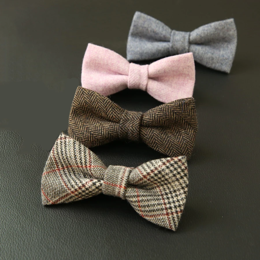 Mens Bowtie Accessories Fashion Solid Men Wool Bow Tie