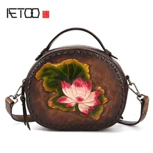 AETOO Vintage bag tree high leather handmade ladies handbags first layer cowhide handmade rub color casual handbags shoulder