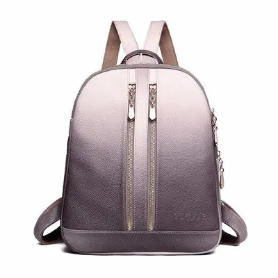 

Fashion Women Large Capacity Travel Bag Simple School Bag Mochilas Mujer Leather Backpack Double Zipper Shoulder Bags for Women
