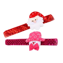 100pcs/lot Christmas Slap Bracelets Santa Claus Snowman Bear Deer Style Wristband Children’s Festival Gifts HX422