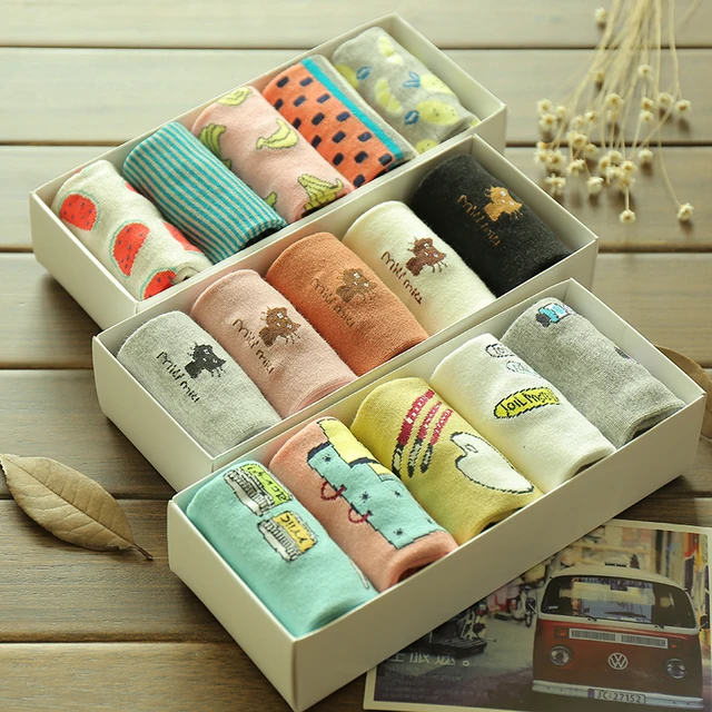 New Women's Fruit Printed Cotton Casual Cat Socks Ladies Lovely Female Girl Men Sock Cute Christmas Gift Hosiery 3WZ015