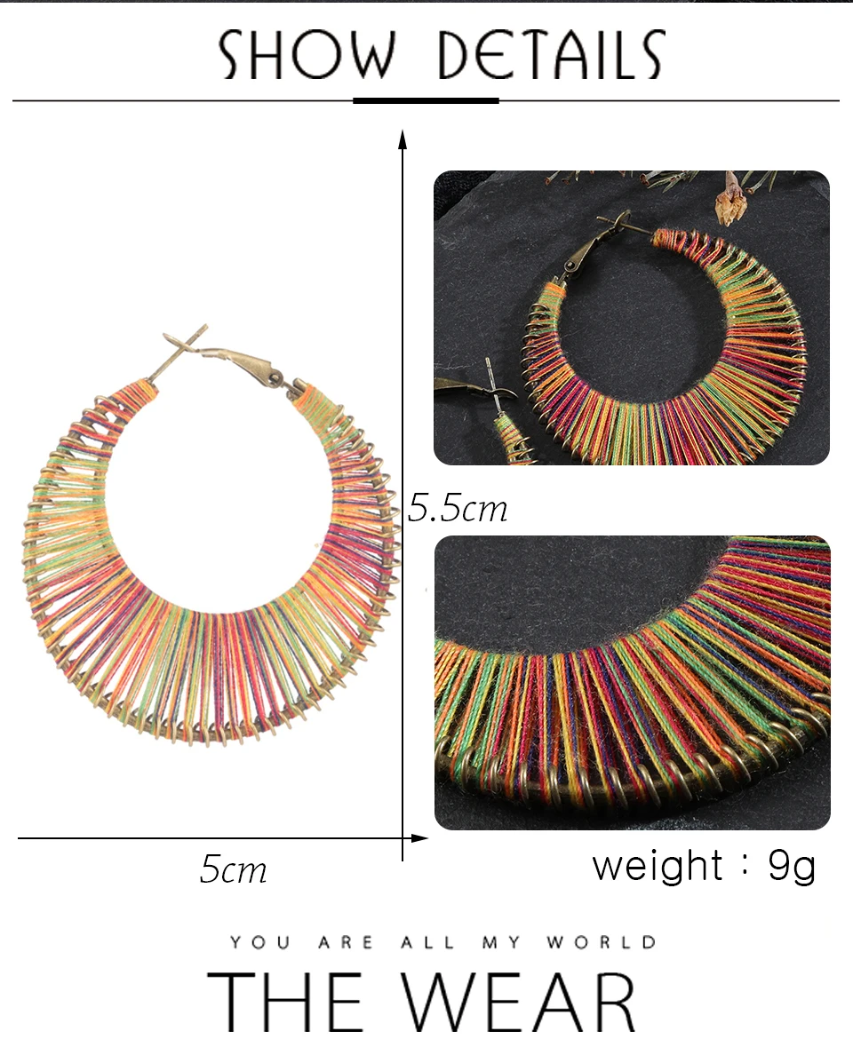 Bohemian Handmade Weaving Dangle Hanging Ethnic Drop Earrings for Women Female Fashion Earrings Jewelry Accessories