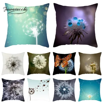 

Fuwatacchi Plant Cushion Cover Dandelion Flower Pillows Cover Polyester Pillowcase for Home Sofa Decorative Pillows 45*45cm
