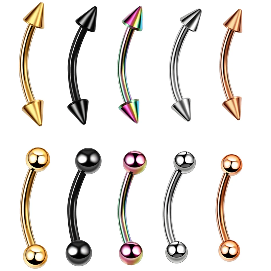 16g Colorful Spike&Ball Curved Eyebrow Barbell Piercing G23 Titanium Banana Eyebrow Ear Cartilage Tragus Piercing Jewelry,Silver v Spike,1.2x10x3x3mm 16g Colorful Spike&Ball Curved Eyebrow Barbell Piercing G23 Titanium Banana Eyebrow Ear Cartilage Tragus Piercing Jewelry,Silver v Spike,1.2x10x3x3mm