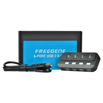 

FREEGENE high speed USB 2.0 4-Port Mini Hub with Individual Power Switches and LEDs for Windows/Mac/Linux systems