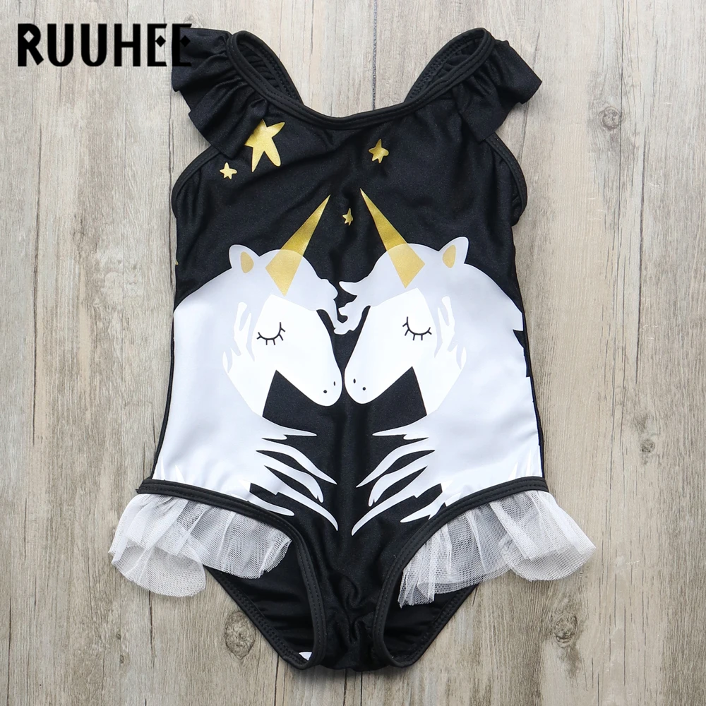 RUUHEE Girls One Piece Swimsuit 2018 Horse Printed Baby Swimwear For