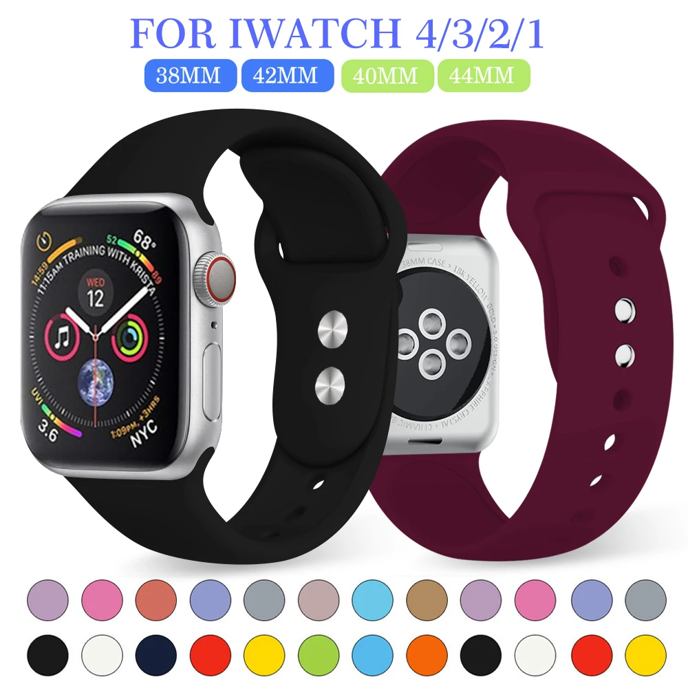 

Suitable for apple sport watch system 4/3/2/1 general 38/40/44/42mm iwatch breathable soft silicone strap bracelet accessories