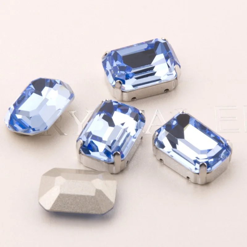 YANRUO #4610 все размеры Light Sapphire Octagon Кристалл пришить камни Strass указал назад Стекло