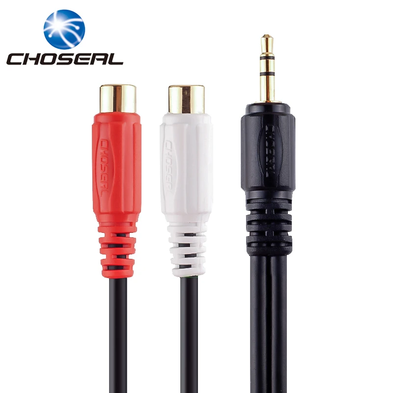 Choseal QS3006 3.5MM Jack To 2 RCA Audio Cable Male To Female Gold Plated Coaxial Aux Cable For Laptop TV DVD Amplifier