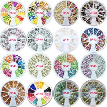 

1 Wheel DIY Nail Art Tips Crystal Glitter Rhinestone 3D Fruit Slices white AB Color Acrylic Diamond Drill Nail Gems Stones