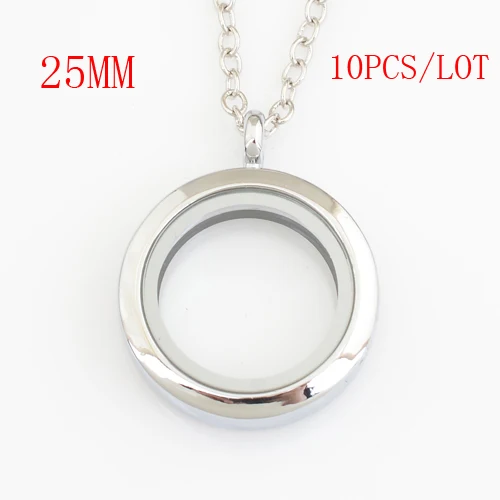 

10PCS/LOT,25mm round magnetic plain floating lockets ,with free 50-55cm chain FN1007