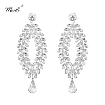 

Miallo Luxury High Quality Austrian Full Crystal Long Earrings Alloy Wedding Party Women Ladies Drop Earrings