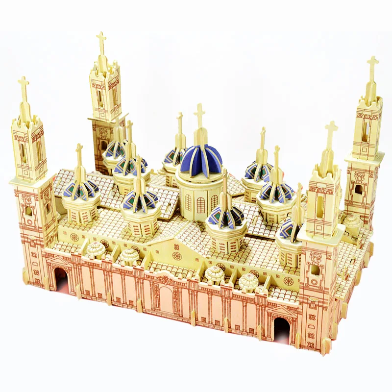 1pc Wooden 3D Building Model Toy Gift Puzzle - Handcrafted Woodcraft Construction Kit for Pilar Cathedral, Zaragoza, Spain image 5