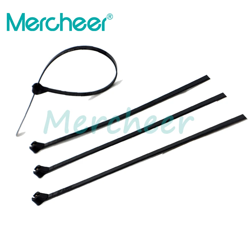 100pcs/lot 4mm*150mm Nylon Cable Ties Stainless Steel Plate Locked For