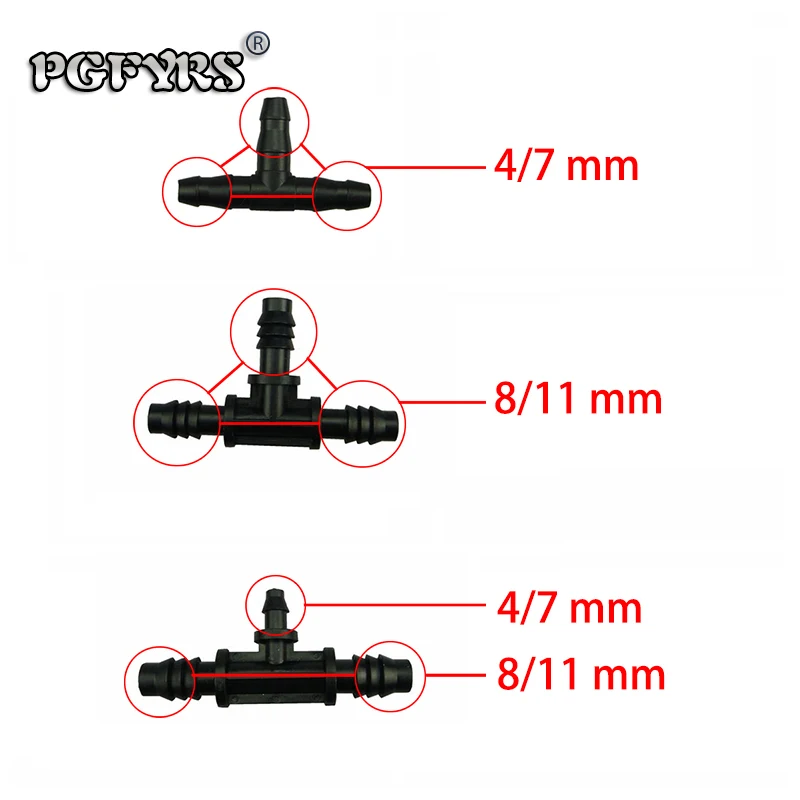 20 шт. спринклерная Оросительная 4/7 мм тройник трубы шлангов штуцер столярная капельная система для 4 мм/7 мм трубки 8/11 коннектор шланга 8 мм поворот 4 мм