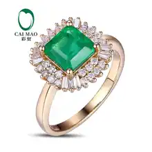 CaiMao 1.51 ct Natural Emerald 18KT/750 Yellow Gold 0.56 ct Full Cut Diamond Engagement Ring Jewelry Gemstone colombian