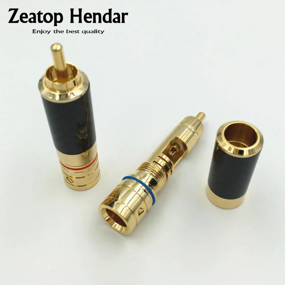 10pcs Gold plated brass RCA plug Audio connector soldering