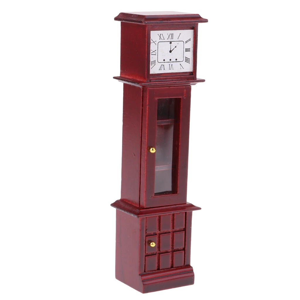 1/12 Scale Dollhouse Living Room Furniture Vintage Annatto Grandfather Clock