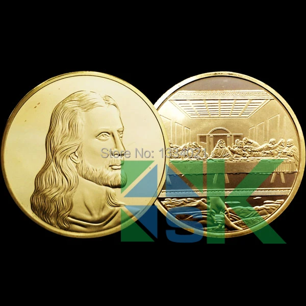 

5pcs/lot Italy cultural renaissance the classic of the world jesus christ the last supper commemorative gold coins collectibles