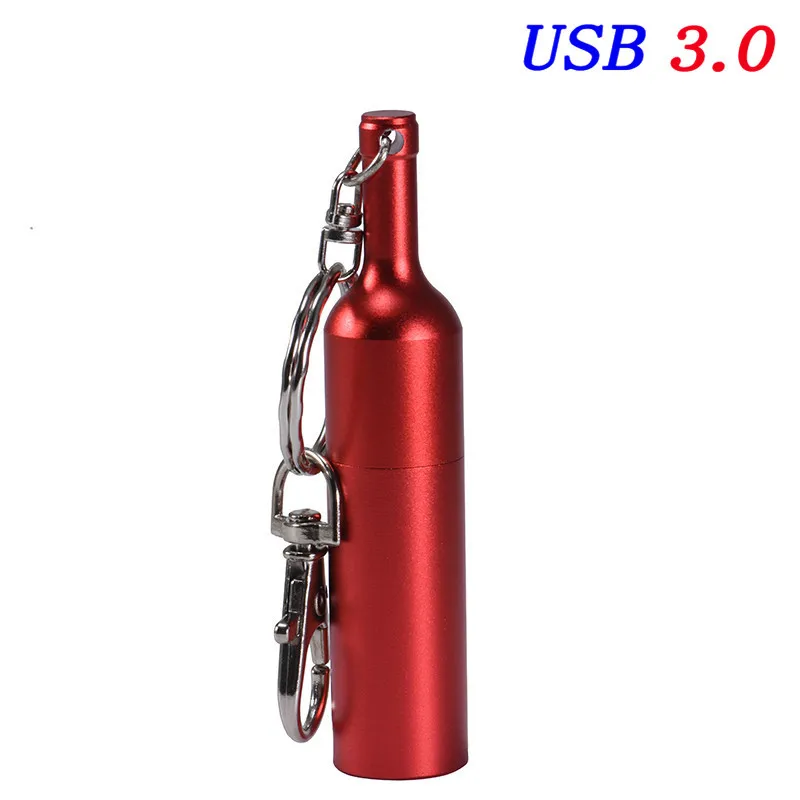 Red JASTER USB 3,0 Горячая Металлическая бутылка вина флэш-накопитель USB брелок карта памяти, Флеш накопитель персонализированные подарки для логотипа клиента - Цвет: Red