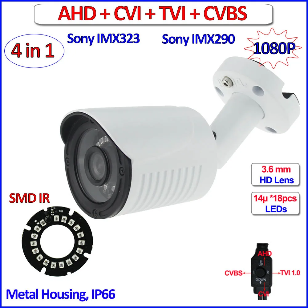 imx323 imx290 Sensor 1080P AHD HDCVI HDTVI 4in1 surveillance camera 2MP Color Night Vision outdoor security