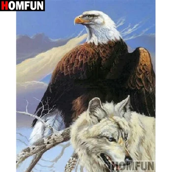 

HOMFUN Full Square/Round Drill 5D DIY Diamond Painting "Animal eagle wolf" Embroidery Cross Stitch 5D Home Decor Gift A17831