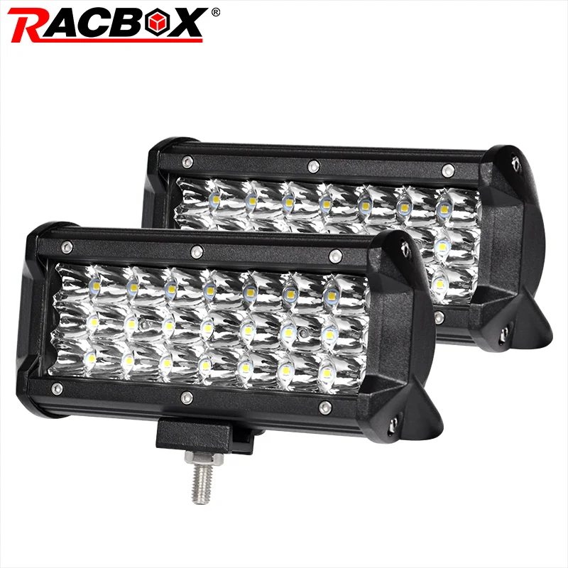 Pair 72W 7 inch Triple Row LED Light Bar 24 Spot 12V 24V Off Road 4WD ATV UTV UAZ Motorbike Boat 7" Driving Fog | Автомобили и