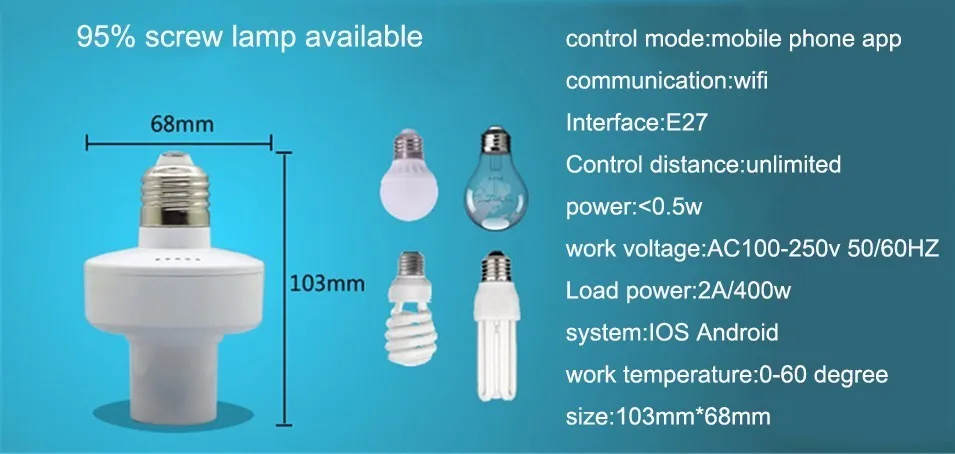 Itead Sonoff E27, Wi-Fi светильник, лампочка, держатель, Slampher RF 433 МГц, беспроводной светильник, держатель для умного дома, переключатель, IOS, Android, пульт дистанционного управления