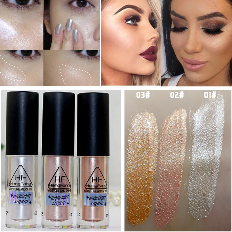 Brand Makeup Glow Highlighter Makeup Kit 3 Color Pigments Gold Shimmer Brightener Face Contour